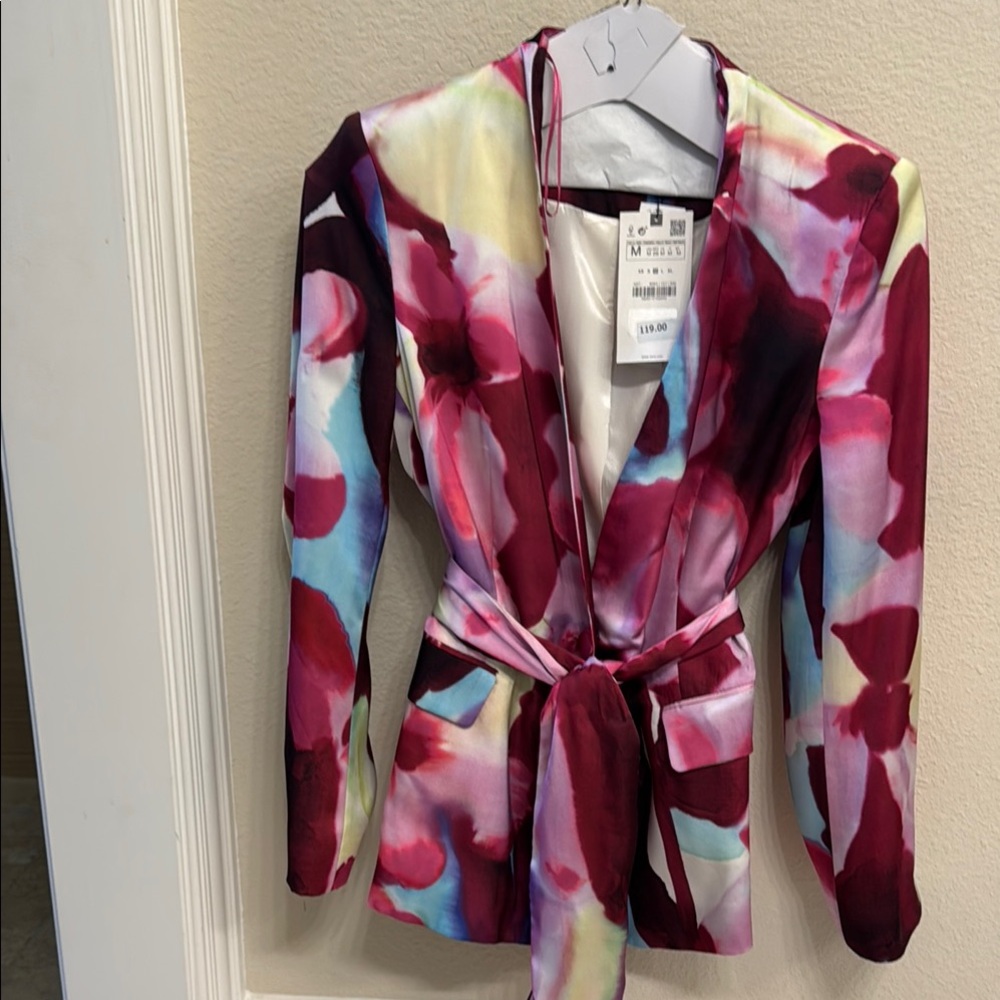 Zara Watercolor Women's Jacket with belt